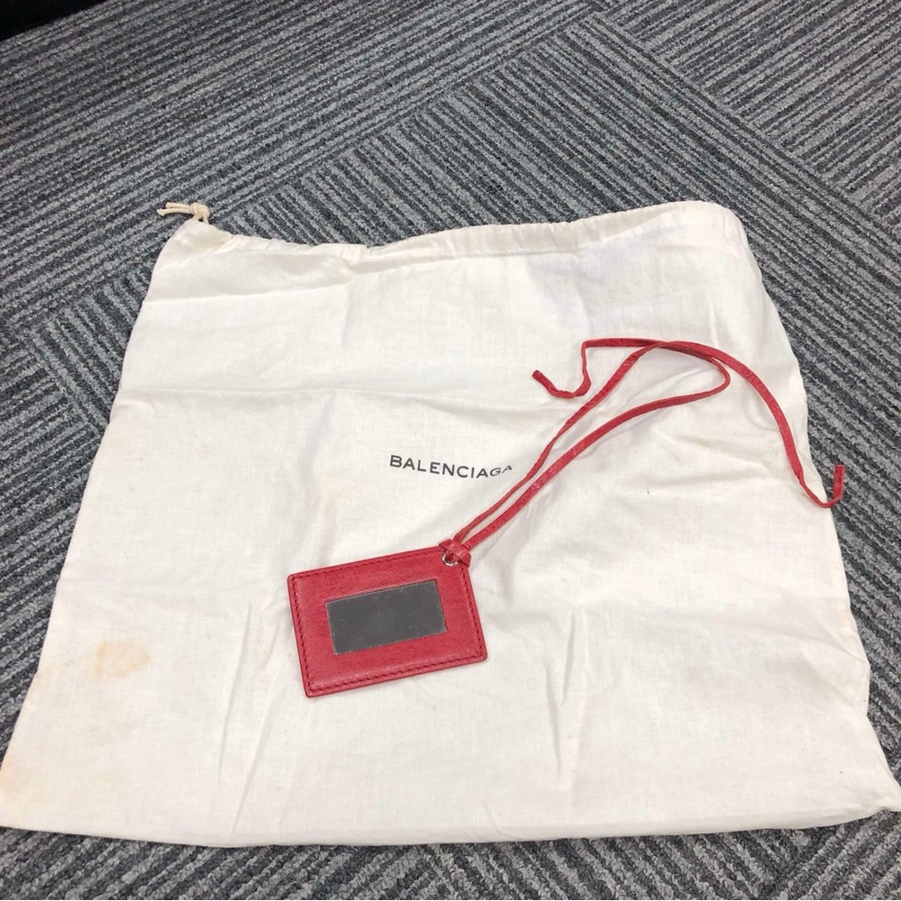 Balenciaga Rouge Cardinal Lambskin Leather Silver Envelope Clutch. - Picture 8 of 16